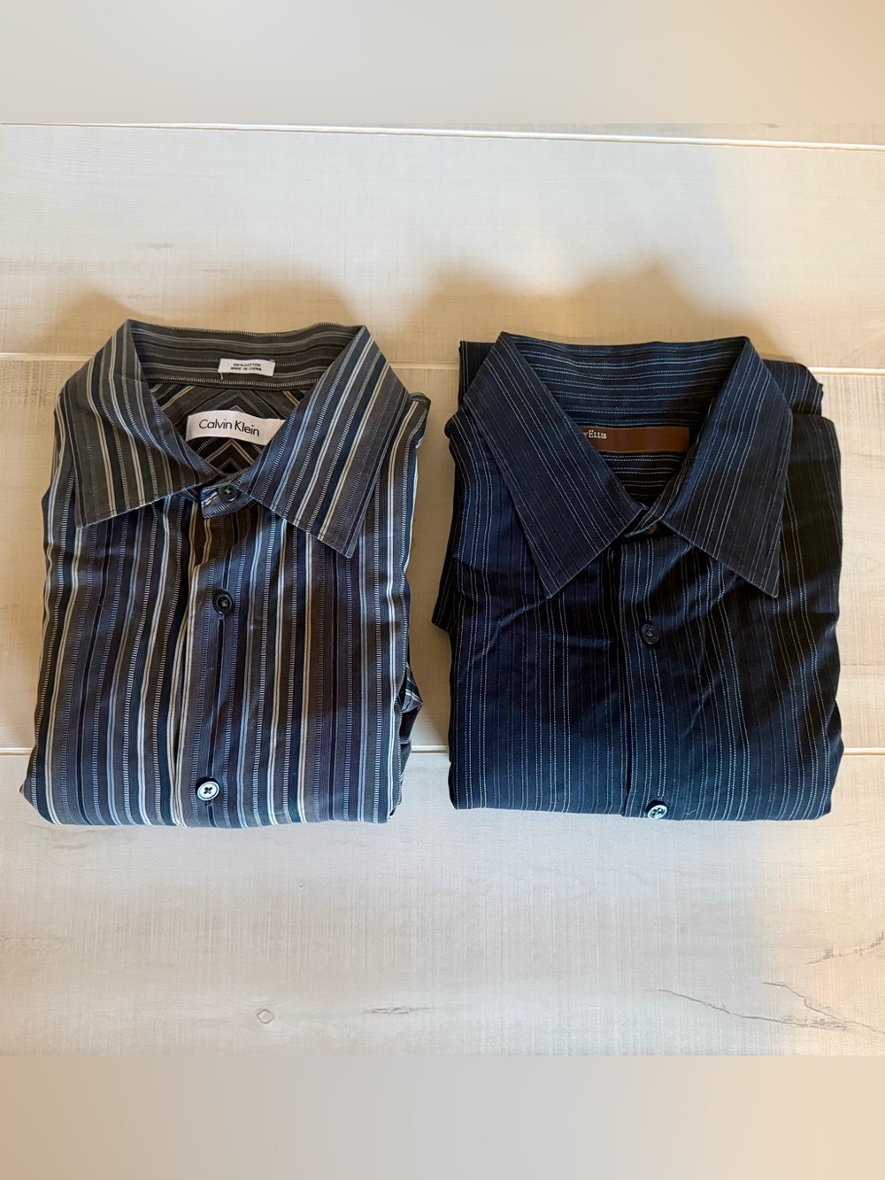 Lot of 2 - Calvin Klein/Perry Ellis Men's Dress Shirts- L